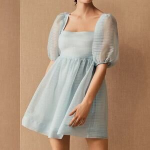 BHLDN x Free People Alaine Bridesmaid Organza Puff Sleeve Mini Babydoll Dress